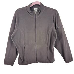 L.L. Bean Brown Full Zip Mock Neck Lightweight Fleece Jacket Women's Size L